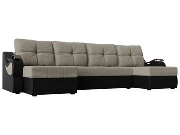 П-образный диван Меркурий П, Корфу 02 (рогожка)/черный (экокожа) в Саранске