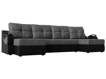 П-образный диван Меркурий П, Серый/черный (рогожка/экокожа) в Саранске