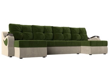 П-образный диван Меркурий П, Зеленый/бежевый (вельвет) в Саранске