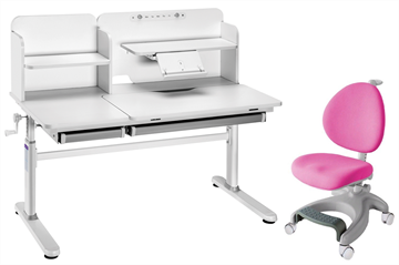 Комплект парта + кресло Iris II Grey + Cielo Pink + чехол для кресла в подарок в Саранске