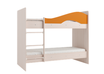Детская 2-этажная кровать Мая с 2 ящиками на щитах, корпус Млечный дуб, фасад Оранжевый в Саранске - предосмотр 2