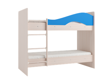 Кровать 2-ярусная Мая с 2 ящиками на щитах, корпус Млечный дуб, фасад Синий в Саранске - предосмотр 2