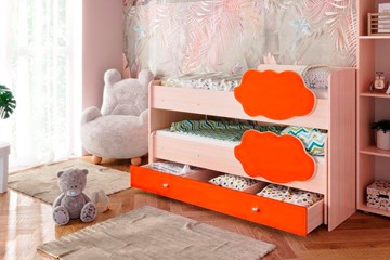 Детская 2-х ярусная кровать Соник 1.6 с ящиком, Оранжевый в Саранске