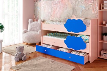 Двухэтажная детская кровать Соник 1.6 с ящиком, Синий в Саранске
