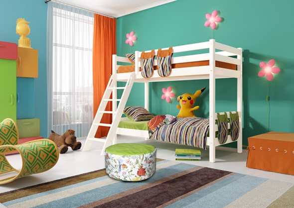 Детская кровать двухъярусная Соня, Вариант 10 Белый в Саранске - изображение