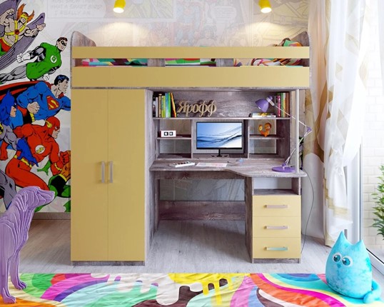 Кровать-чердак в детскую Аракс, каркас Бетон, фасад Зира в Саранске - изображение