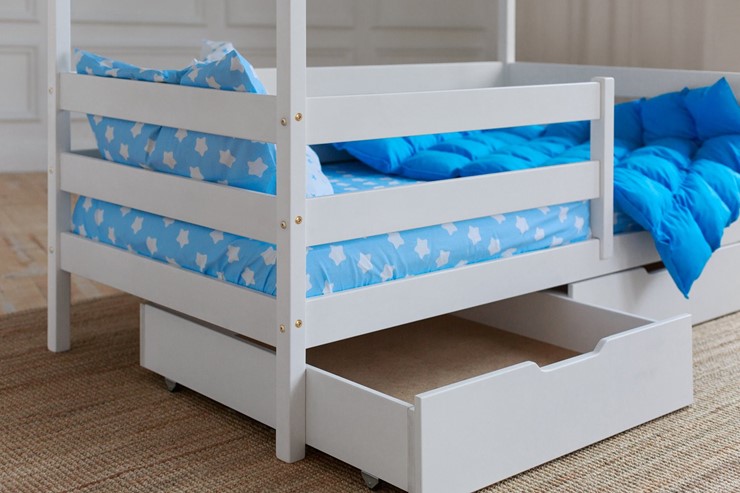 Кровать детская Домик с ящиками, цвет белый в Саранске - изображение 3
