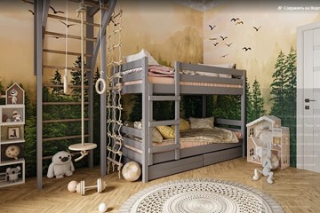Детская кровать Джуниор двухъярусная с ящиками (Антрацит) в Саранске - предосмотр 1