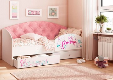 Кровать детская односпальная Эльза с бортиком, Розовый (латы) в Саранске