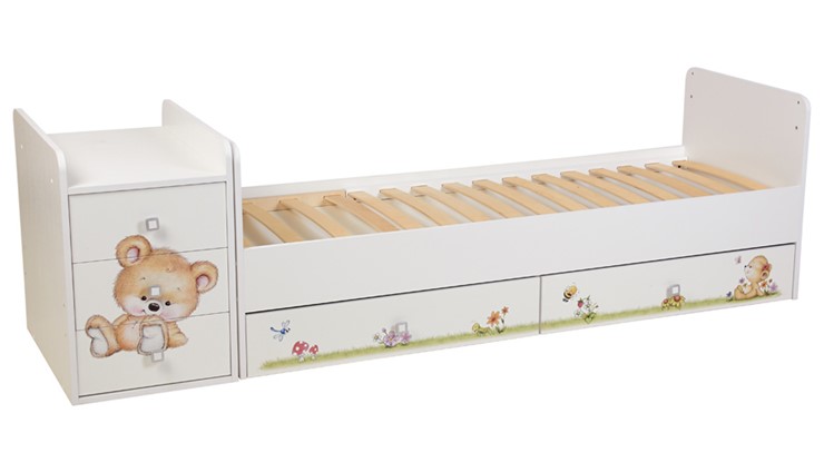 Кровать детская Фея 1100 Медвежонок Белый в Саранске - изображение 2