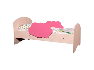 Кровать с бортиками Тучка, корпус Дуб млечный, фасад Розовый в Саранске