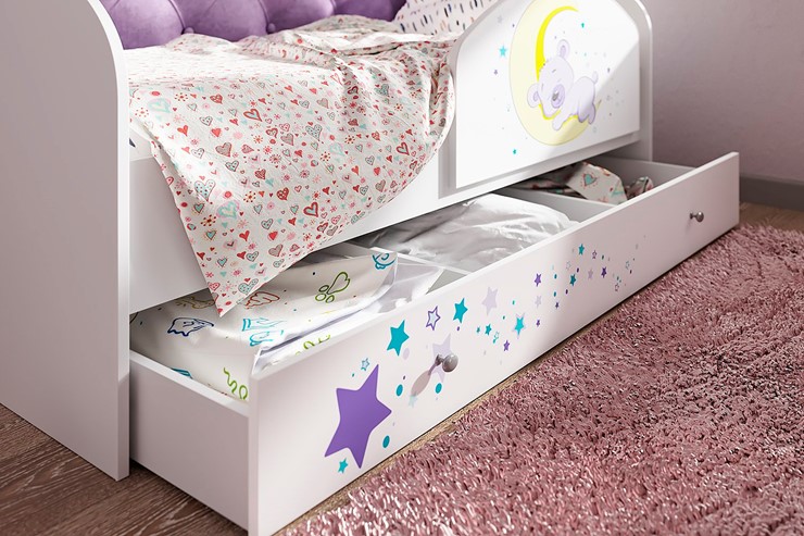 Кровать с ящиками Звездочка с бортиком, Фиолетовый в Саранске - изображение 1