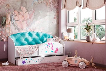 Кровать детская Звездочка с бортиком, Бирюза в Саранске