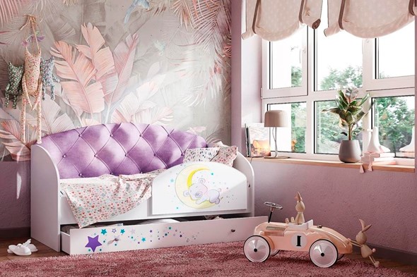 Кровать с ящиками Звездочка с бортиком, Фиолетовый в Саранске - изображение