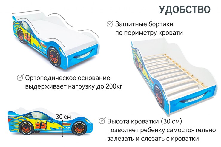 Кровать-машина в детскую Тачка синяя в Саранске - изображение 4