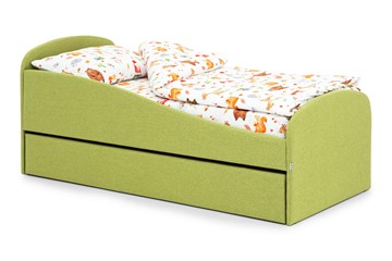 Мягкая кровать с ящиком Letmo авокадо (рогожка) в Саранске