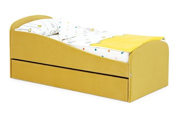 Кровать в детскую с ящиком Letmo горчичный (велюр) в Саранске