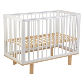 Кровать для новорожденных серия 3400 POLINI Kids Simple 340 Белый / Натуральный в Саранске