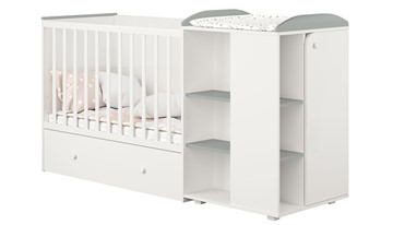 Многофункциональная кровать с комодом POLINI Kids Ameli 800 Белый / Серый, серия AMELI в Саранске - предосмотр 1