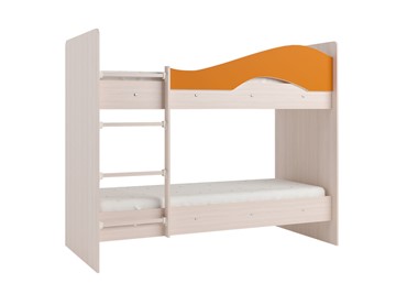 Двухэтажная детская кровать Мая на щитах, корпус Млечный дуб, фасад Оранжевый в Саранске