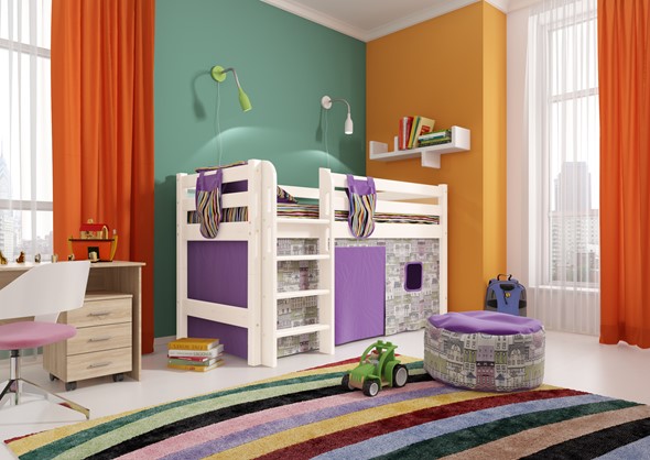 Детская кровать-чердак Соня, Вариант 11 Белый в Саранске - изображение