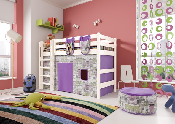 Кровать-чердак детская Соня,  Вариант 5 Белый в Саранске - изображение