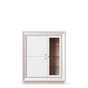 шкаф 3-х дверный (1 стеклодверь) низкий Прато 1179, Ясень светлый \ жемчуг в Саранске