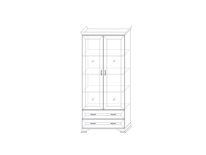 Шкаф (2 стеклодвери) Сиена, Бодега белый / патина золото в Саранске - изображение 1