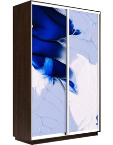 Шкаф 2-х створчатый Экспресс 1600x450x2200, Абстракция бело-голубая/венге в Саранске