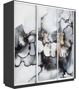 Шкаф 3-х створчатый Экспресс 1800х450х2400, Абстракция серая/серый диамант в Саранске