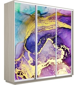 Шкаф 3-х дверный Экспресс 1800х600х2200, Абстракция фиолетово-золотая/шимо светлый в Саранске
