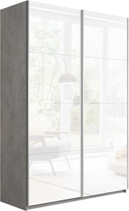 Шкаф 2-дверный Прайм (Белое стекло/Белое стекло) 1600x570x2300, бетон в Саранске