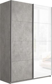Шкаф 2-створчатый Прайм (ДСП/Белое стекло) 1600x570x2300, бетон в Саранске