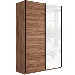 Шкаф 2-дверный Прайм (ДСП/Белое стекло) 1600x570x2300, Крафт табачный в Саранске