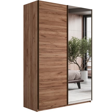 Шкаф 2-дверный Прайм (ДСП/Зеркало) 1600x570x2300, Крафт табачный в Саранске - изображение