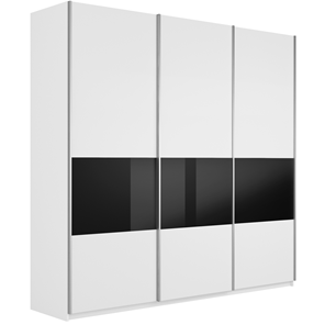 Шкаф 3-створчатый Широкий Прайм (ДСП / Черное стекло) 2400x570x2300, Белый снег в Саранске