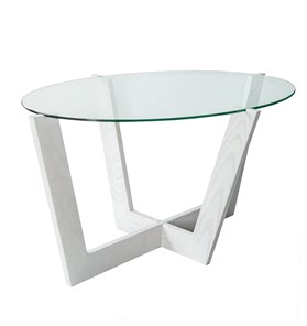 Овальный столик Оникс-6, Выбеленный дуб/Прозрачное стекло в Саранске
