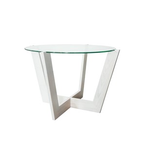 Круглый столик Оникс-10, Выбеленный дуб/Прозрачное стекло в Саранске