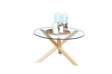 Круглый стол Оникс-3, Натуральный массив/Прозрачное стекло в Саранске - предосмотр 1