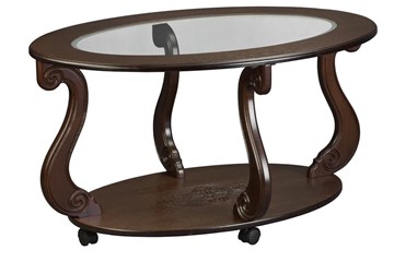 Стеклянный столик Овация-С, на колесах, темно-коричневый в Саранске