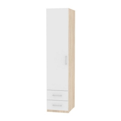 Распашной шкаф Риал (H20) 198х45х45 ручка рейлинг, Белый/ДСС в Саранске - изображение