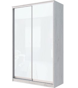 Шкаф двухдверный Хит-22-12-22 с цветным стеклом, белое №10, Дуб крафт белый в Саранске