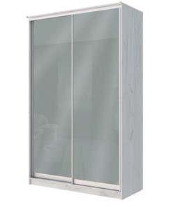 Шкаф Хит-22-12-22 с цветным стеклом, средне-серый 074, Дуб крафт белый в Саранске - предосмотр