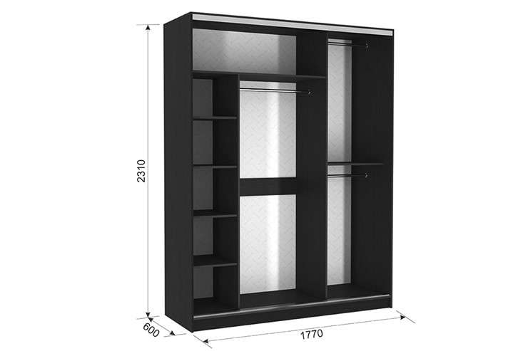 Шкаф трехдверный Бассо 2-600, венге/белый в Саранске - изображение 2