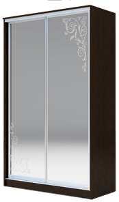 Шкаф-купе 2-х створчатый 2400х1682х420 два зеркала, "Орнамент" ХИТ 24-4-17-66-09 Венге Аруба в Саранске