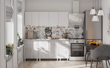 Готовый кухонный гарнитур КГ-1 1800, белый/белый/цемент светлый/антарес в Саранске