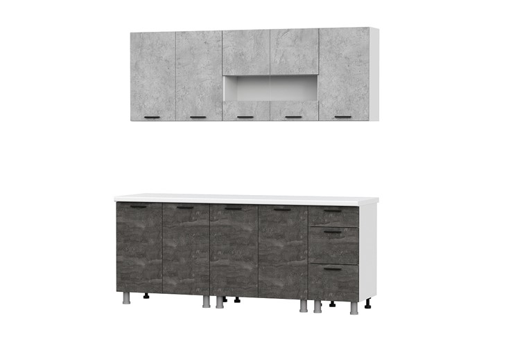 Гарнитур кухонный Модус 2,0м Белый / Цемент светлый / Камень тёмный (без столешниц) в Саранске - изображение 1