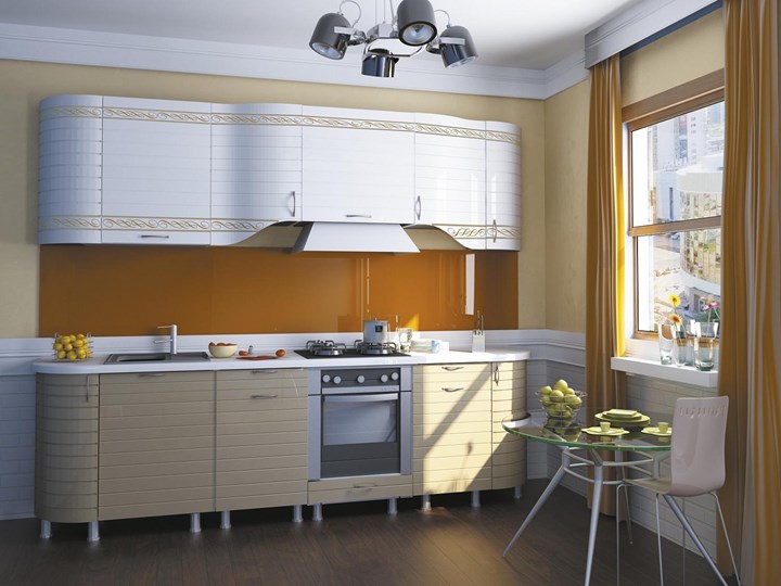 Кухонный гарнитур Анастасия цвет капучино 2 (260 см) в Саранске - изображение