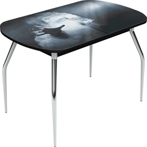 Обеденный раздвижной стол Ривьера исп.2 хром №5 (Exclusive h165/черный) в Саранске