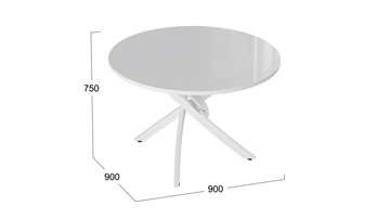 Кухонный стол Diamond тип 2 (Белый муар/Белый глянец) в Саранске - предосмотр 1